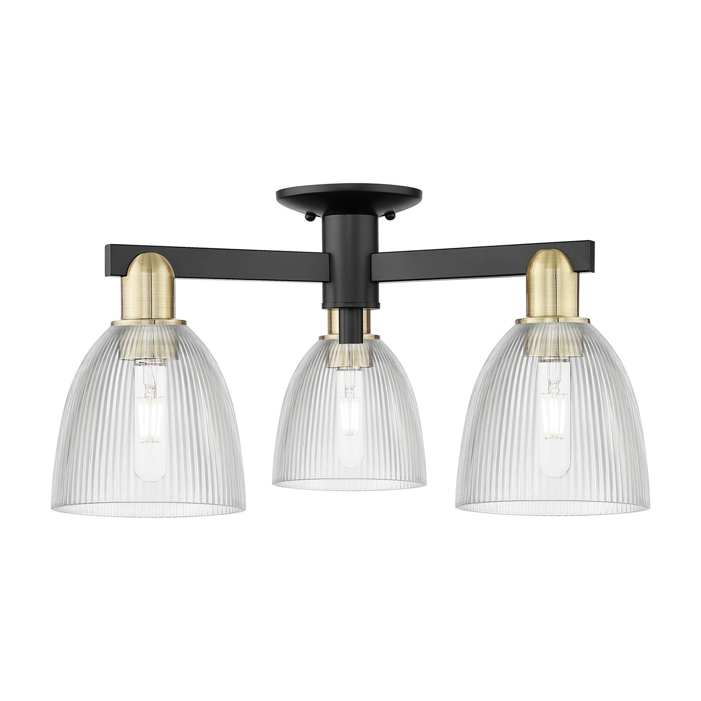 Innovations Castile 24in 3-Light Semi-Flush Mount | Industrial Black Antique Brass and Clear Glass | Entryway & Hallway | 23.5 x | Model 716-3F-BAB-G382
