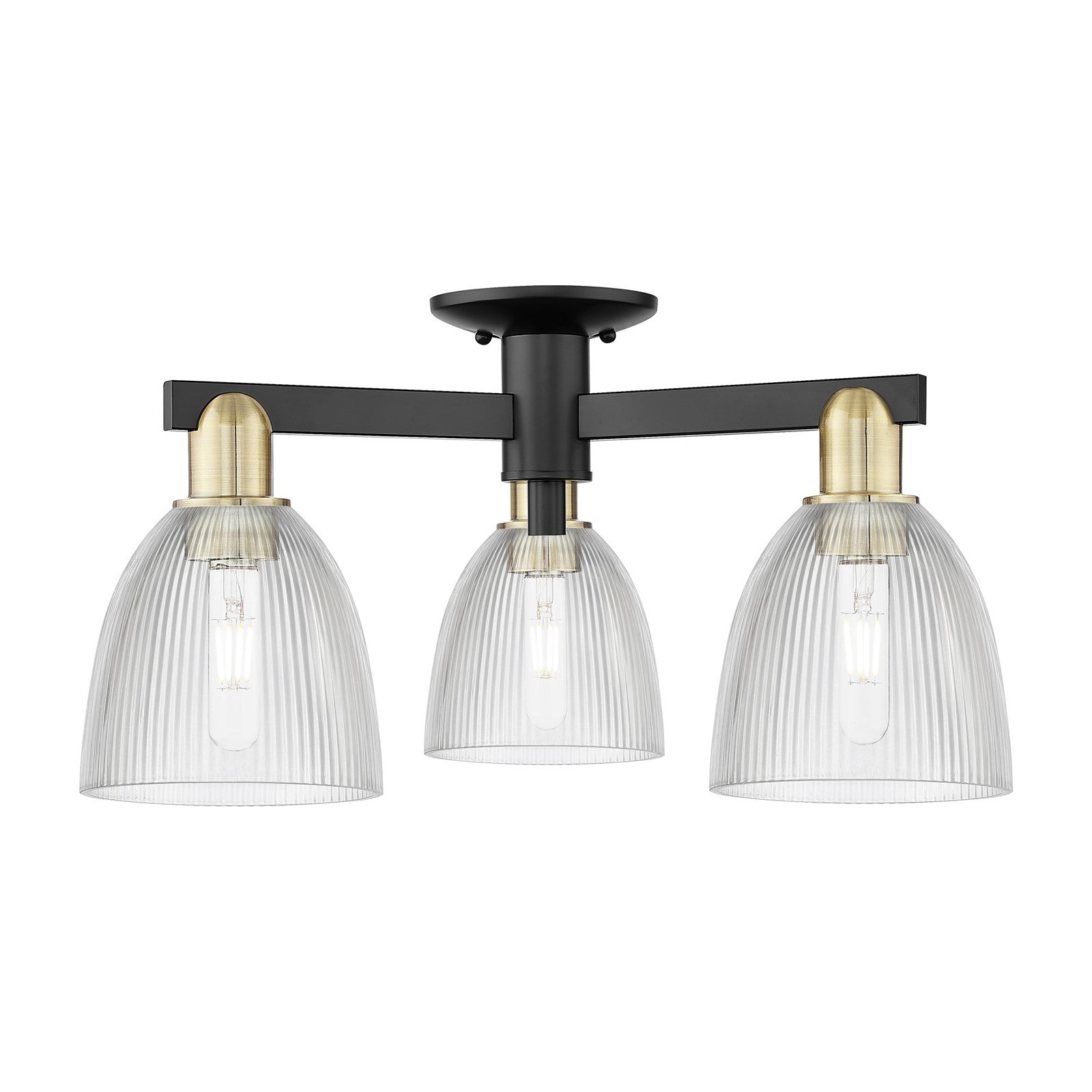 Innovations Castile 24in 3-Light Semi-Flush Mount | Industrial Black Antique Brass and Clear Glass | Entryway & Hallway | 23.5 x | Model 716-3F-BAB-G382