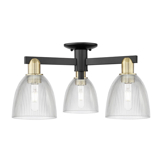 Innovations Castile 24in 3-Light Semi-Flush Mount | Industrial Black Antique Brass and Clear Glass | Entryway & Hallway | 23.5 x | Model 716-3F-BAB-G382