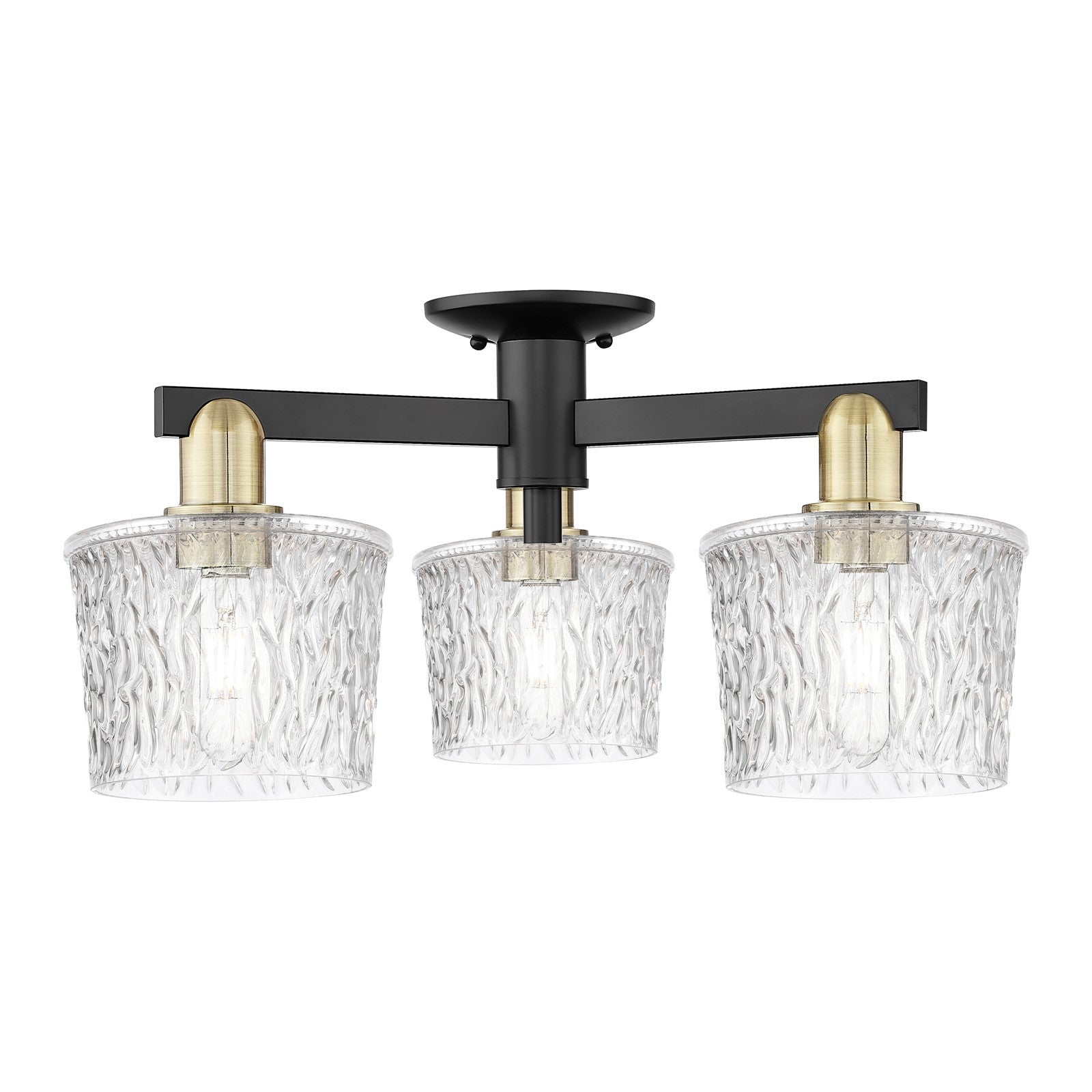 Innovations Niagara 24in 3-Light Semi-Flush Mount | Industrial Black Antique Brass and Clear Glass | Kitchen & Hallway | 24 x 24 x | Model 716-3F-BAB-G402