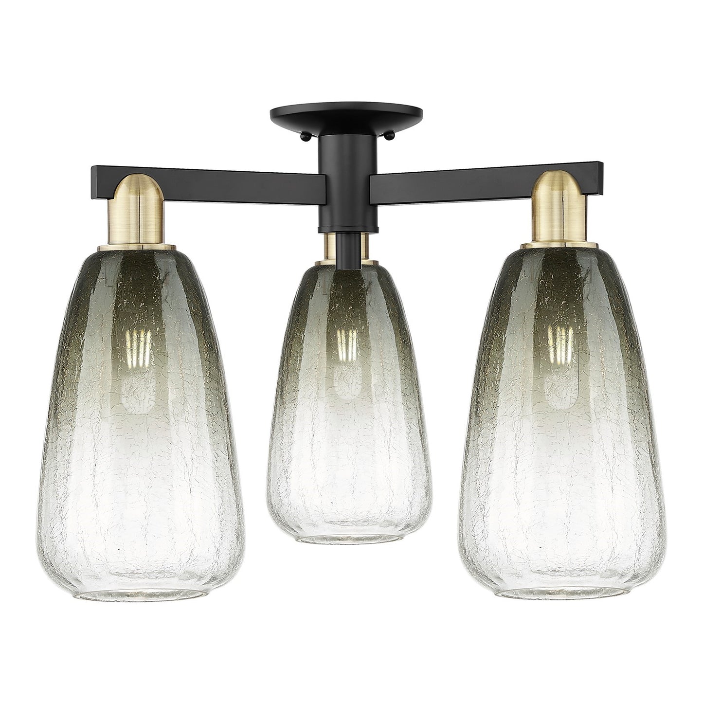 Innovations Brookhaven Almond 23.5in 3-Light Semi-Flush Mount | Industrial Black Antique Brass and Slate Glass | Damp Rated | Model 716-3F-BAB-G480-6SL