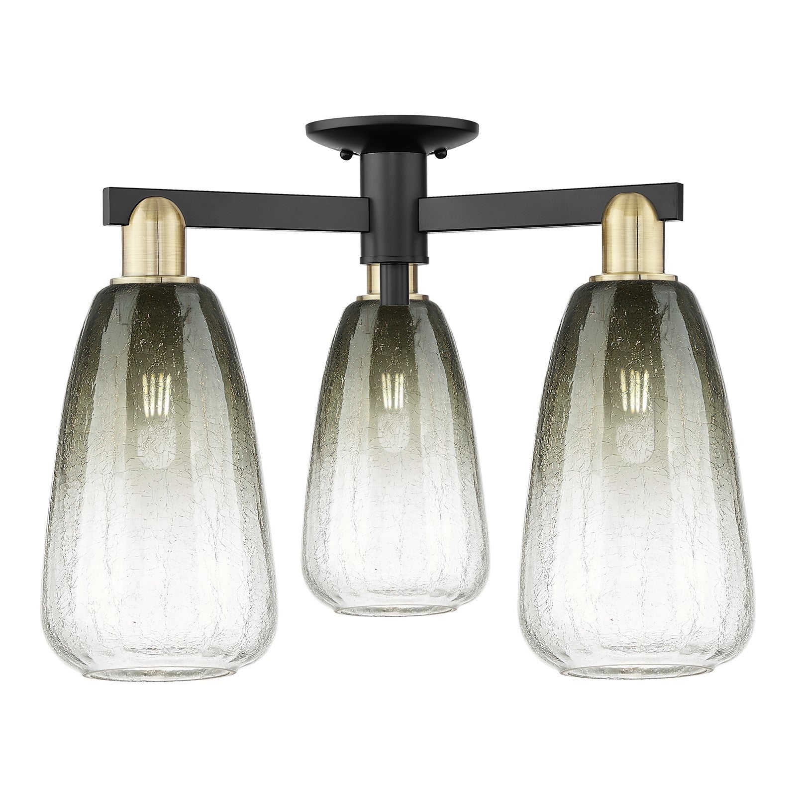 Innovations Brookhaven Almond 23.5in 3-Light Semi-Flush Mount | Industrial Black Antique Brass and Slate Glass | Damp Rated | Model 716-3F-BAB-G480-6SL