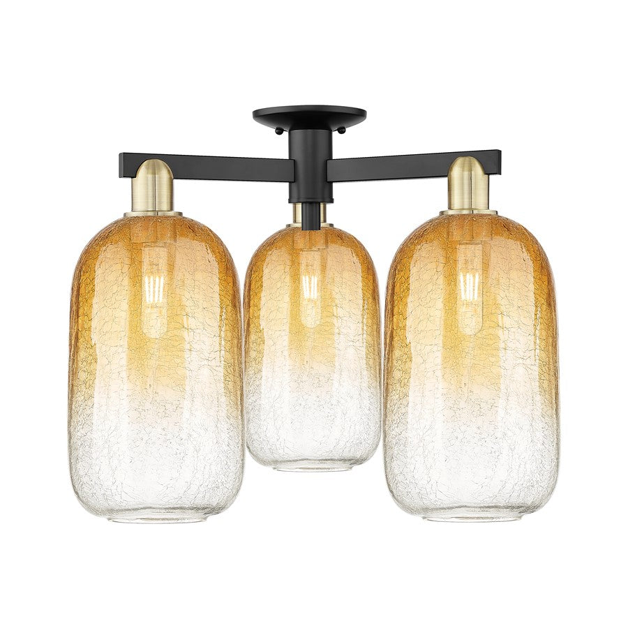 Innovations Brookhaven Cloche 3Lt 25" Semi-Flush, BKBS/AM - 716-3F-BAB-G482-7AM