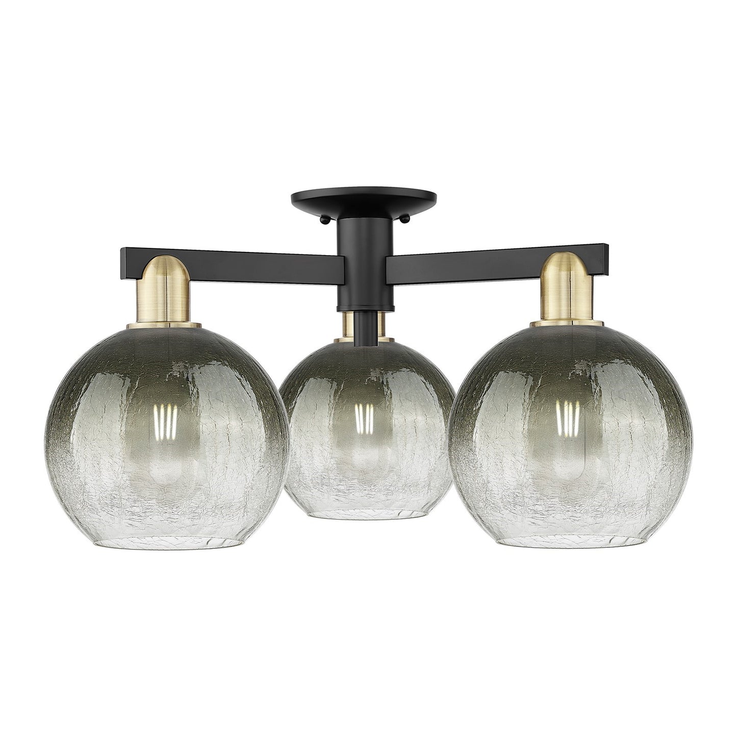 Innovations Brookhaven Globe 25in 3-Light Semi-Flush Mount | Industrial Black Antique Brass and Slate Glass | Living Room & | Model 716-3F-BAB-G483-8SL