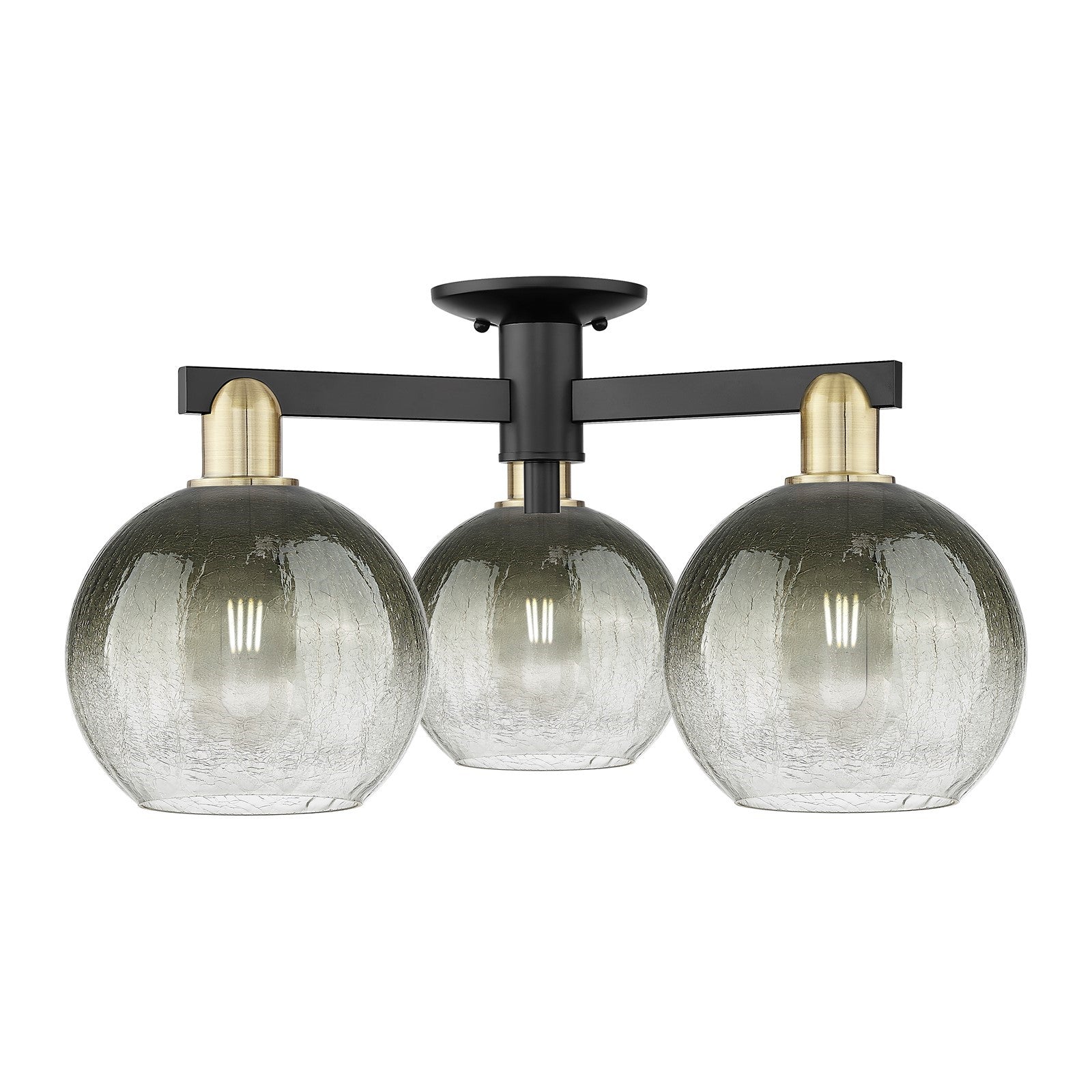 Innovations Brookhaven Globe 25in 3-Light Semi-Flush Mount | Industrial Black Antique Brass and Slate Glass | Living Room & | Model 716-3F-BAB-G483-8SL