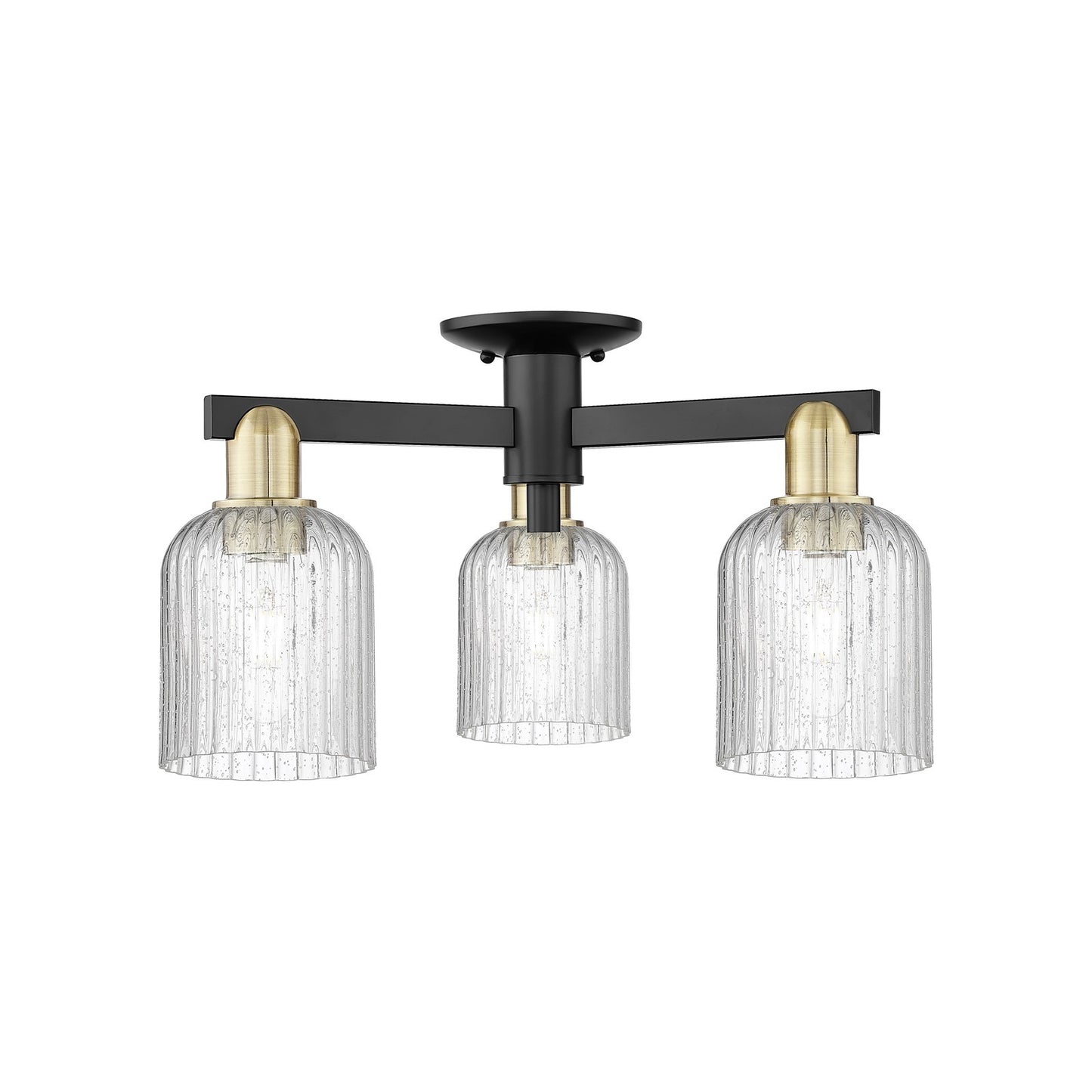 Innovations Bridal Veil 22.5in 3-Light Semi-Flush Mount | Industrial Black Antique Brass and Seedy Glass | Entryway & Hallway | Model 716-3F-BAB-G559-5SDY