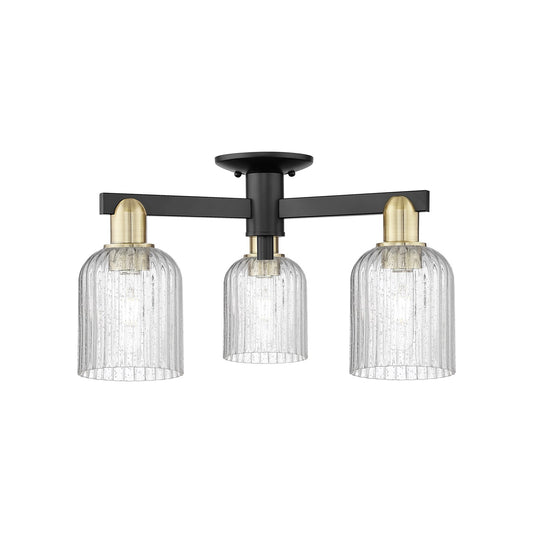 Innovations Bridal Veil 22.5in 3-Light Semi-Flush Mount | Industrial Black Antique Brass and Seedy Glass | Entryway & Hallway | Model 716-3F-BAB-G559-5SDY