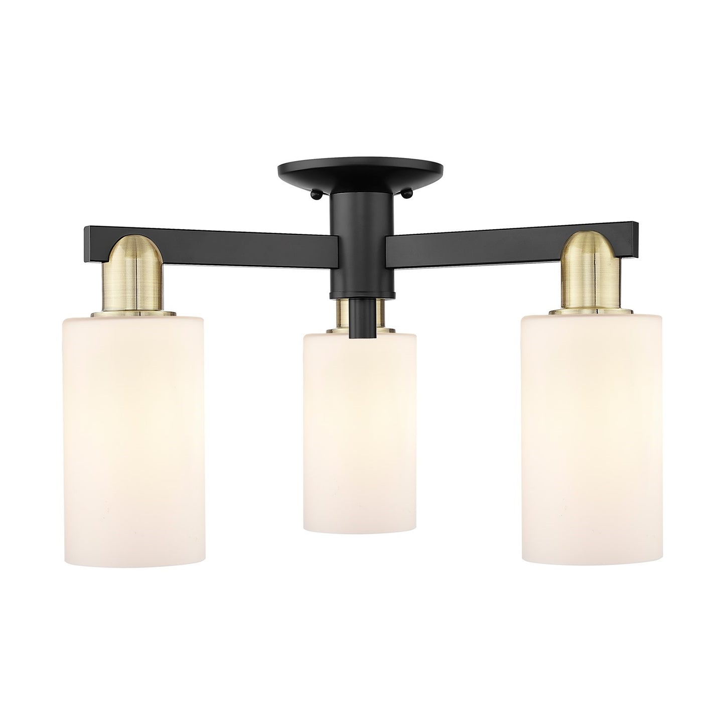 Innovations Clymer 21in 3-Light Semi-Flush Mount | Industrial Black Antique Brass and Matte White Glass | Kitchen, Hallway & | Model 716-3F-BAB-G801