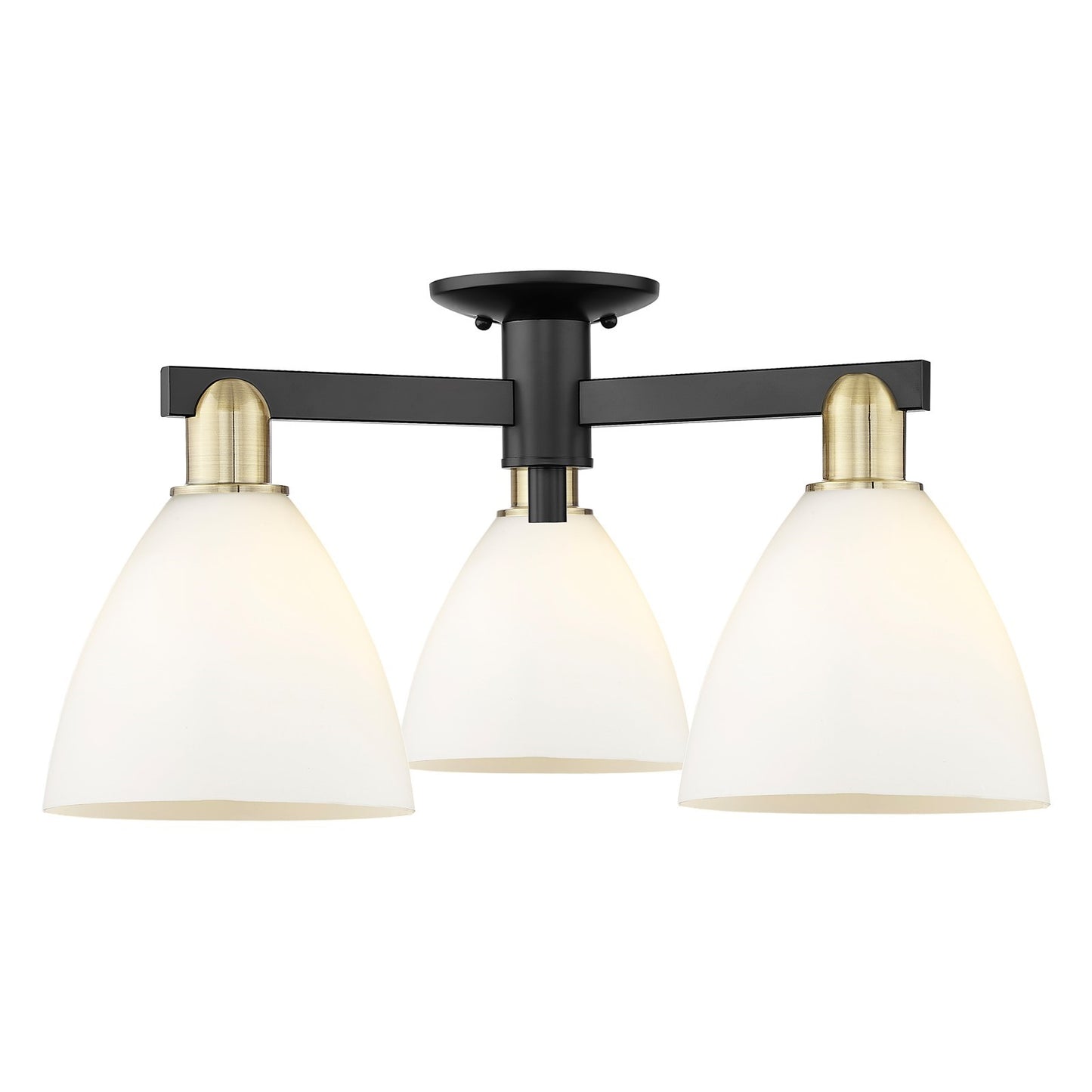 Innovations Bristol 25in 3-Light Semi-Flush Mount | Industrial Black Antique Brass Steel and Matte White Glass | Kitchen & | Model 716-3F-BAB-GBD-751