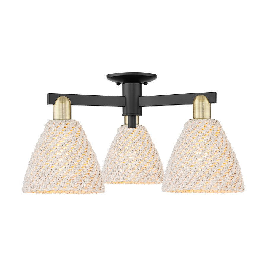 Innovations NB Dome 3Lt 25" Semi-Flush, BKS/NF - 716-3F-BAB-NBD-75-NAT