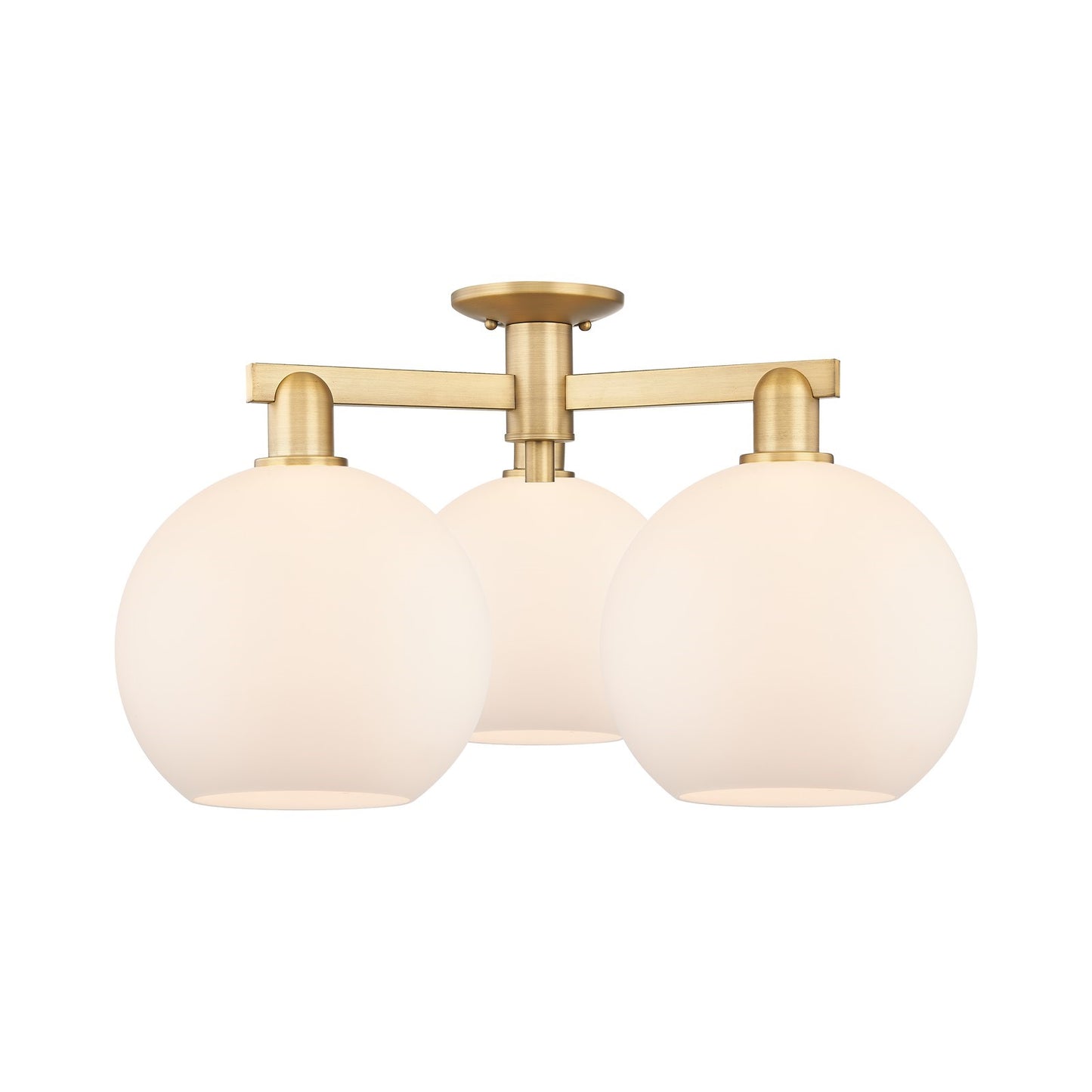 Innovations Athens 28in 3-Light Semi-Flush Mount | Industrial Brushed Brass and Matte White Glass | Entryway & Hallway | 27.5 x | Model 716-3F-BB-G121-10