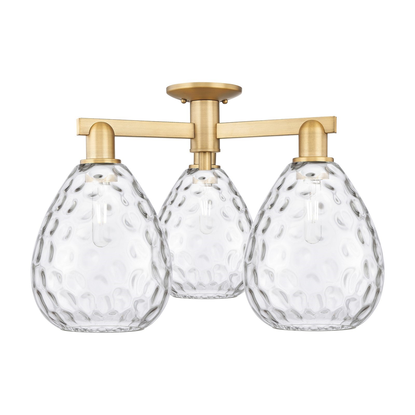 Innovations Waverly 26in 3-Light Semi-Flush Mount | Industrial Brushed Brass Steel and Clear Glass | Entryway & Hallway | 25.5 x | Model 716-3F-BB-G372