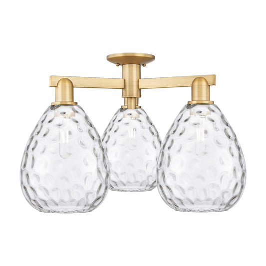 Innovations Waverly 26in 3-Light Semi-Flush Mount | Industrial Brushed Brass Steel and Clear Glass | Entryway & Hallway | 25.5 x | Model 716-3F-BB-G372