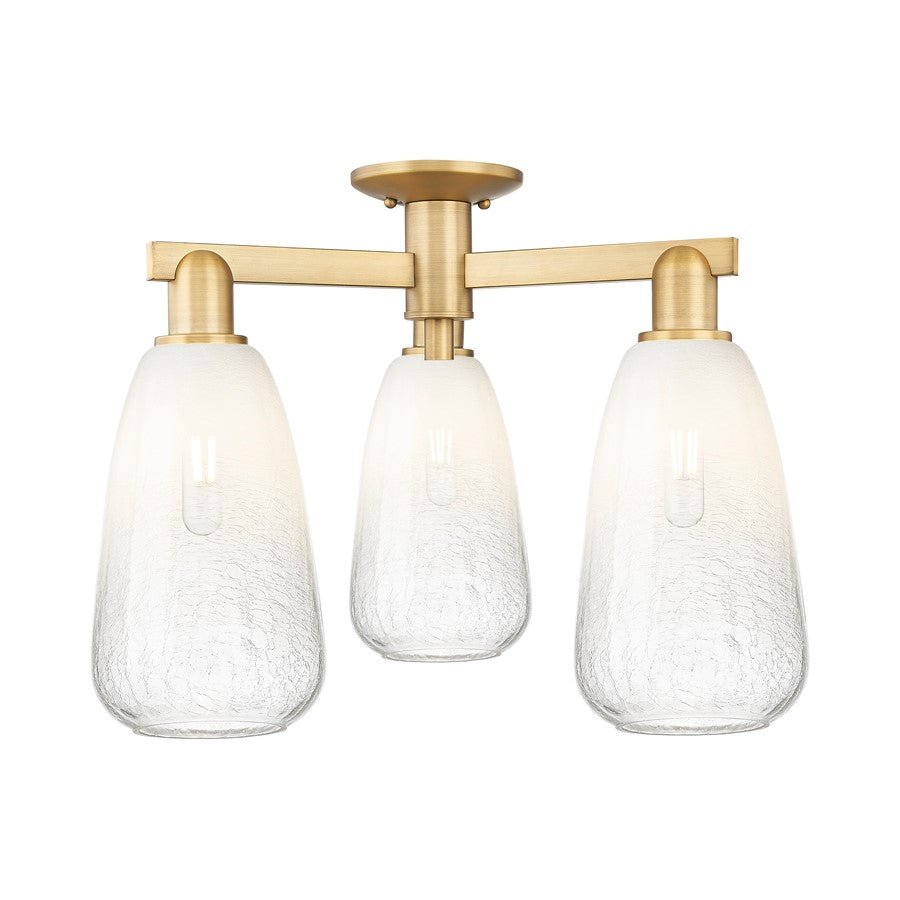 Innovations Brookhaven Almond 3Lt 24" Semi-Flush, BB/Opal - 716-3F-BB-G480-6OP