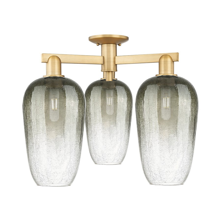 Innovations Brookhaven Flute 3Lt 25" Semi-Flush, BB/Slate - 716-3F-BB-G484-7SL