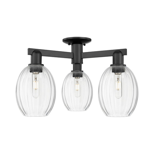 Innovations Preston 3Lt 24" Bulb Semi-Flush, Black/Clear - 716-3F-BK-G459-6CL