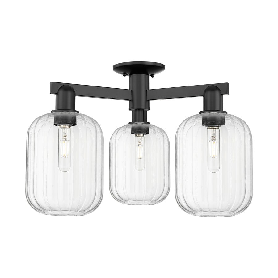 Innovations Preston 3Lt 24" Jar Semi-Flush, Black/Clear - 716-3F-BK-G460-7CL