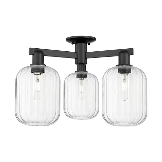 Innovations Preston 3Lt 24" Jar Semi-Flush, Black/Clear - 716-3F-BK-G460-7CL