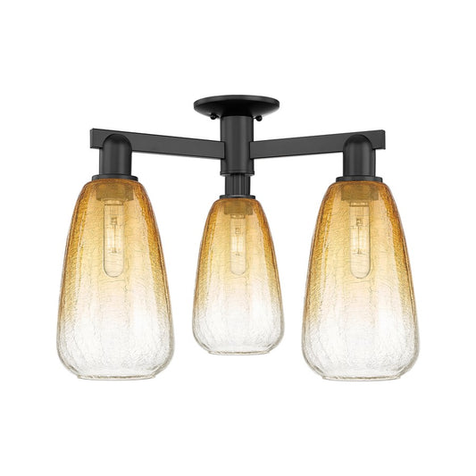 Innovations Brookhaven Almond 3Lt 24" Semi-Flush, BK/AM - 716-3F-BK-G480-6AM