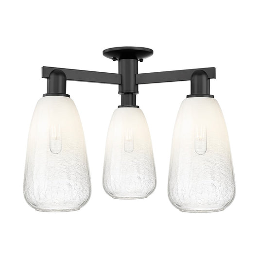 Innovations Brookhaven Almond 3Lt 24" Semi-Flush, BK/Opal - 716-3F-BK-G480-6OP