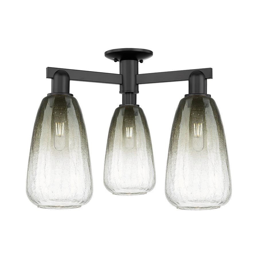 Innovations Brookhaven Almond 3Lt 24" Semi-Flush, BK/Slate - 716-3F-BK-G480-6SL