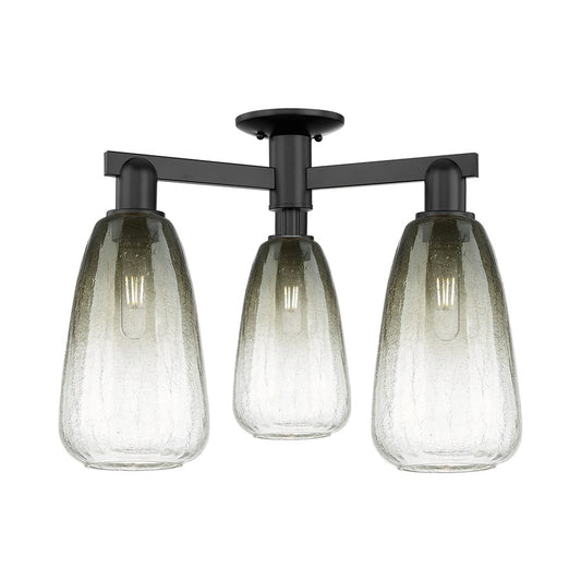 Innovations Brookhaven Almond 3Lt 24" Semi-Flush, BK/Slate - 716-3F-BK-G480-6SL