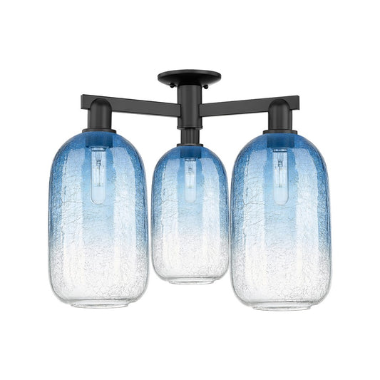Innovations Brookhaven Cloche 3Lt 25" Semi-Flush, Black/SB - 716-3F-BK-G482-7SB
