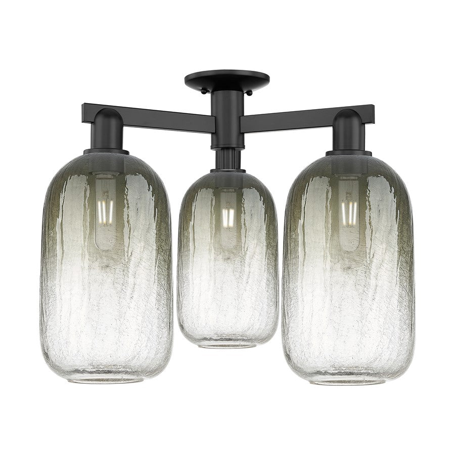 Innovations Brookhaven Cloche 3Lt 25" Semi-Flush, BK/Slate - 716-3F-BK-G482-7SL