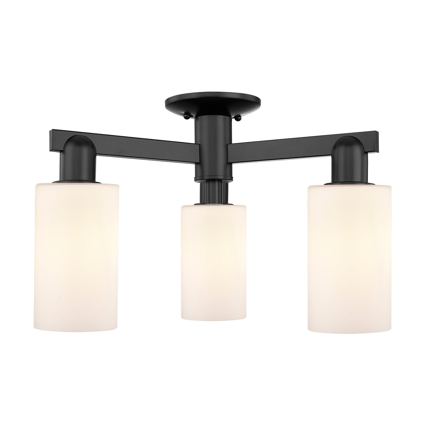 Innovations Clymer 21in 3-Light Semi-Flush Mount | Industrial Matte Black Steel and Matte White Glass | Kitchen & Hallway | 21.38 x | Model 716-3F-BK-G801