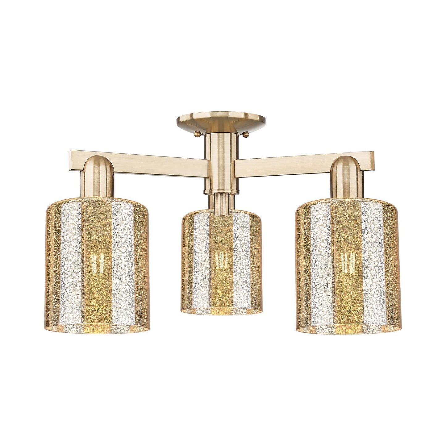 Innovations Cobbleskill 23in 3-Light Semi-Flush Mount | Industrial Champagne Bronze Steel and Mercury Glass | Entryway & Hallway | Model 716-3F-CB-G116