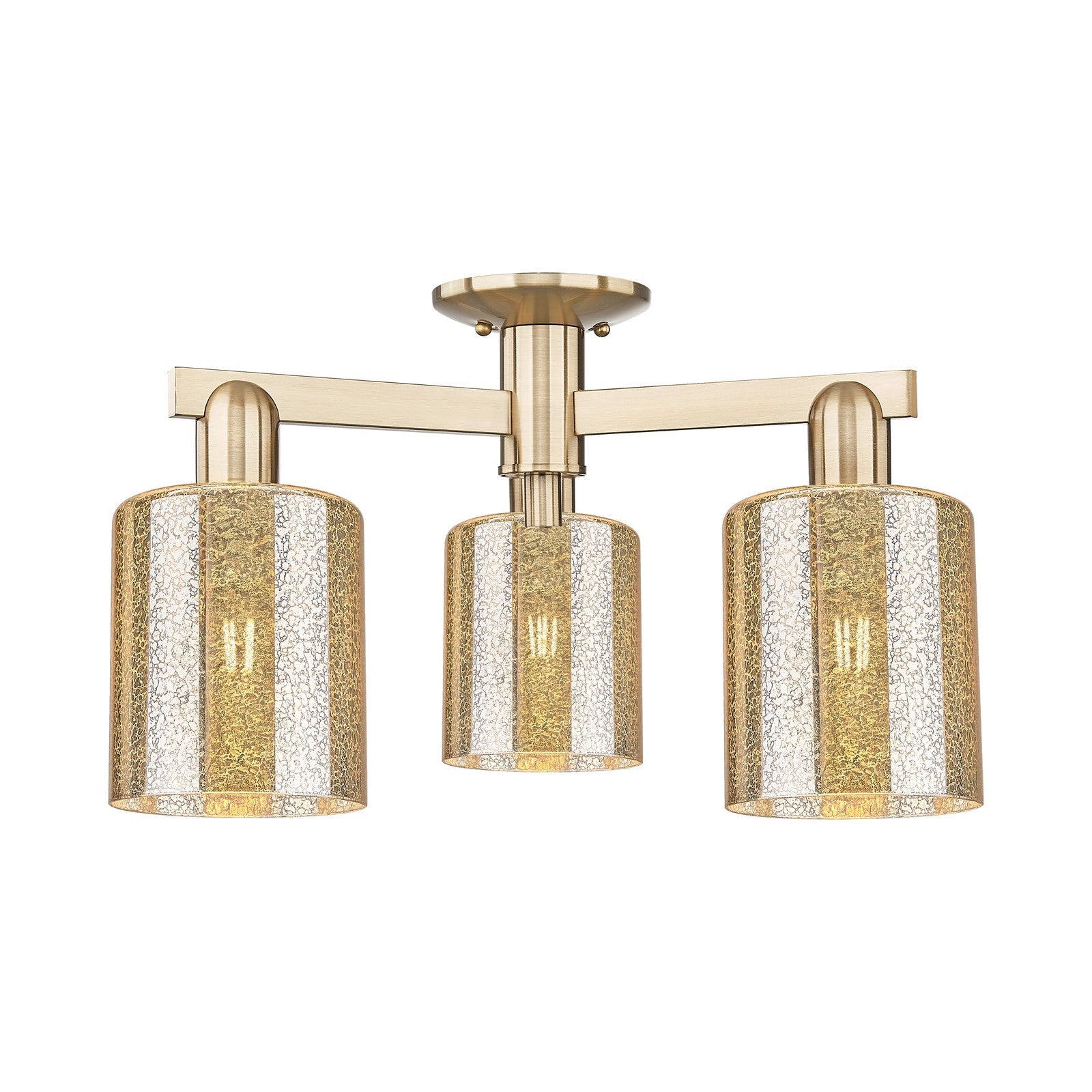 Innovations Cobbleskill 23in 3-Light Semi-Flush Mount | Industrial Champagne Bronze Steel and Mercury Glass | Entryway & Hallway | Model 716-3F-CB-G116