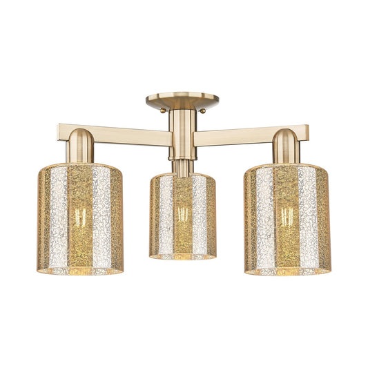 Innovations Cobbleskill 23in 3-Light Semi-Flush Mount | Industrial Champagne Bronze Steel and Mercury Glass | Entryway & Hallway | Model 716-3F-CB-G116