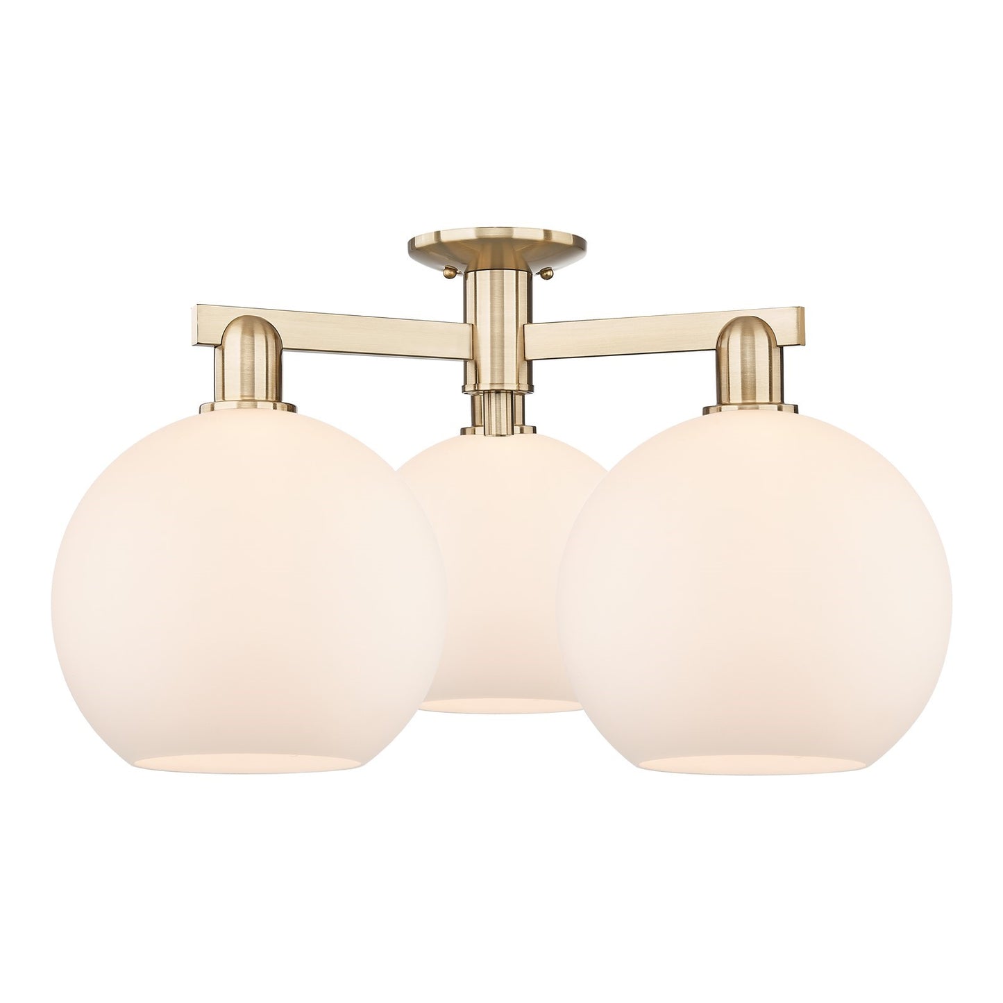 Innovations Athens 28in 3-Light Semi-Flush Mount | Industrial Champagne Bronze Steel and Matte White Glass | Living Room & | Model 716-3F-CB-G121-10
