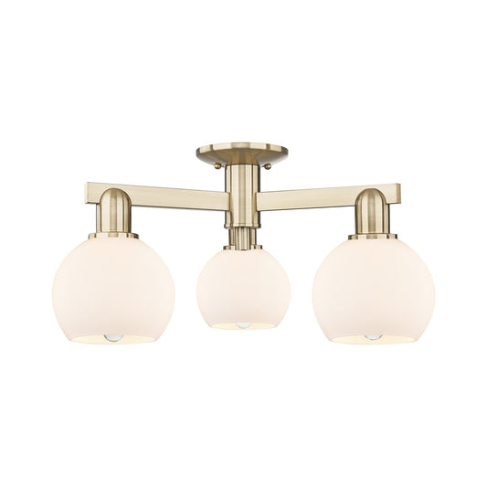 Innovations Athens 23in 3-Light Semi-Flush Mount | Industrial Champagne Bronze Steel and Matte White Glass | Entryway & Hallway | Model 716-3F-CB-G121-6