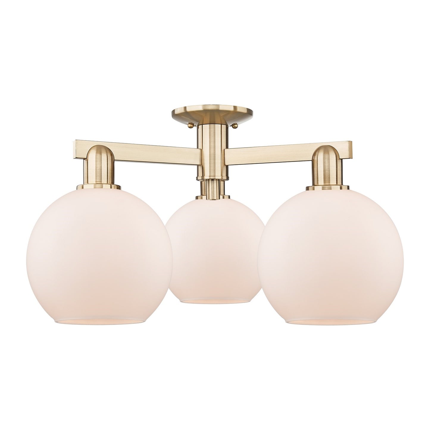 Innovations Athens 26in 3-Light Semi-Flush Mount | Industrial Champagne Bronze Steel and Matte White Glass | Entryway & Hallway | Model 716-3F-CB-G121-8
