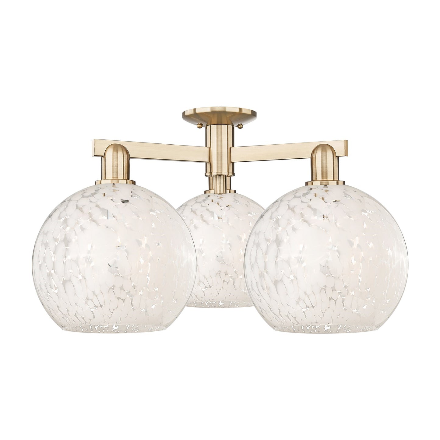 Innovations Lighting White Mouchette 28in 3-Light Semi-Flush Mount | Industrial Champagne Bronze Steel and White Mouchette | Model 716-3F-CB-G1216-10WM