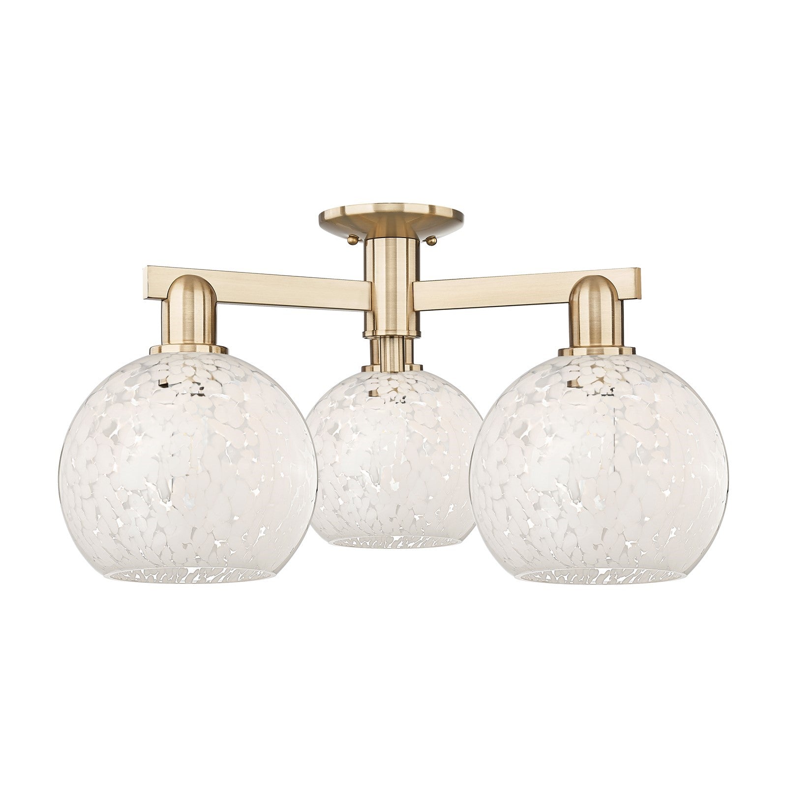 Innovations Lighting White Mouchette 26in 3-Light Semi-Flush Mount | Industrial Champagne Bronze Steel and White Glass | Model 716-3F-CB-G1216-8WM