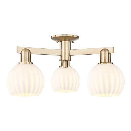 Innovations Lighting Arcadia 24in 3-Light Semi-Flush Mount | Industrial Champagne Bronze Steel and White Venetian Glass | Model 716-3F-CB-G1217-6WV