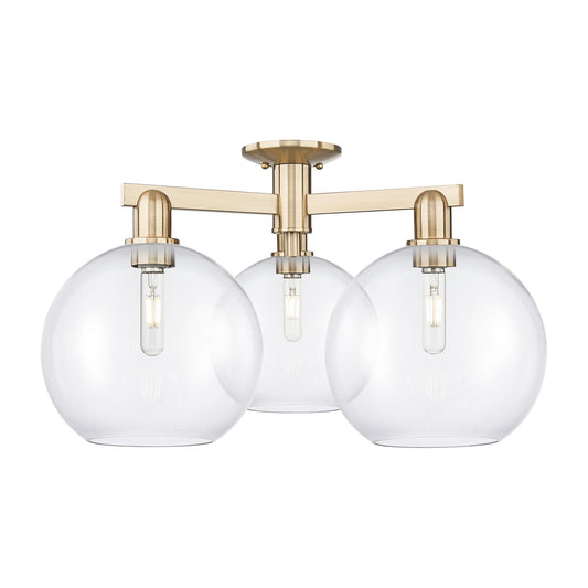 Innovations Athens 28in 3-Light Semi-Flush Mount | Industrial Champagne Bronze Steel and Clear Glass | Living Room & Dining Room | Model 716-3F-CB-G122-10