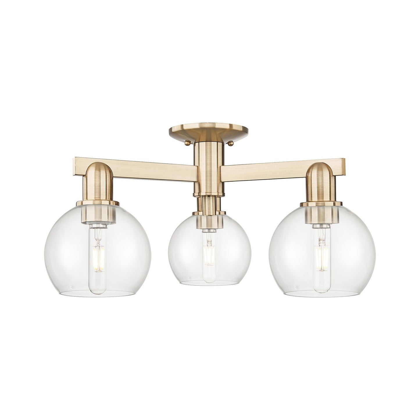 Innovations Athens 23in 3-Light Semi-Flush Mount | Industrial Champagne Bronze Steel and Clear Glass | Living Room & Dining Room | Model 716-3F-CB-G122-6