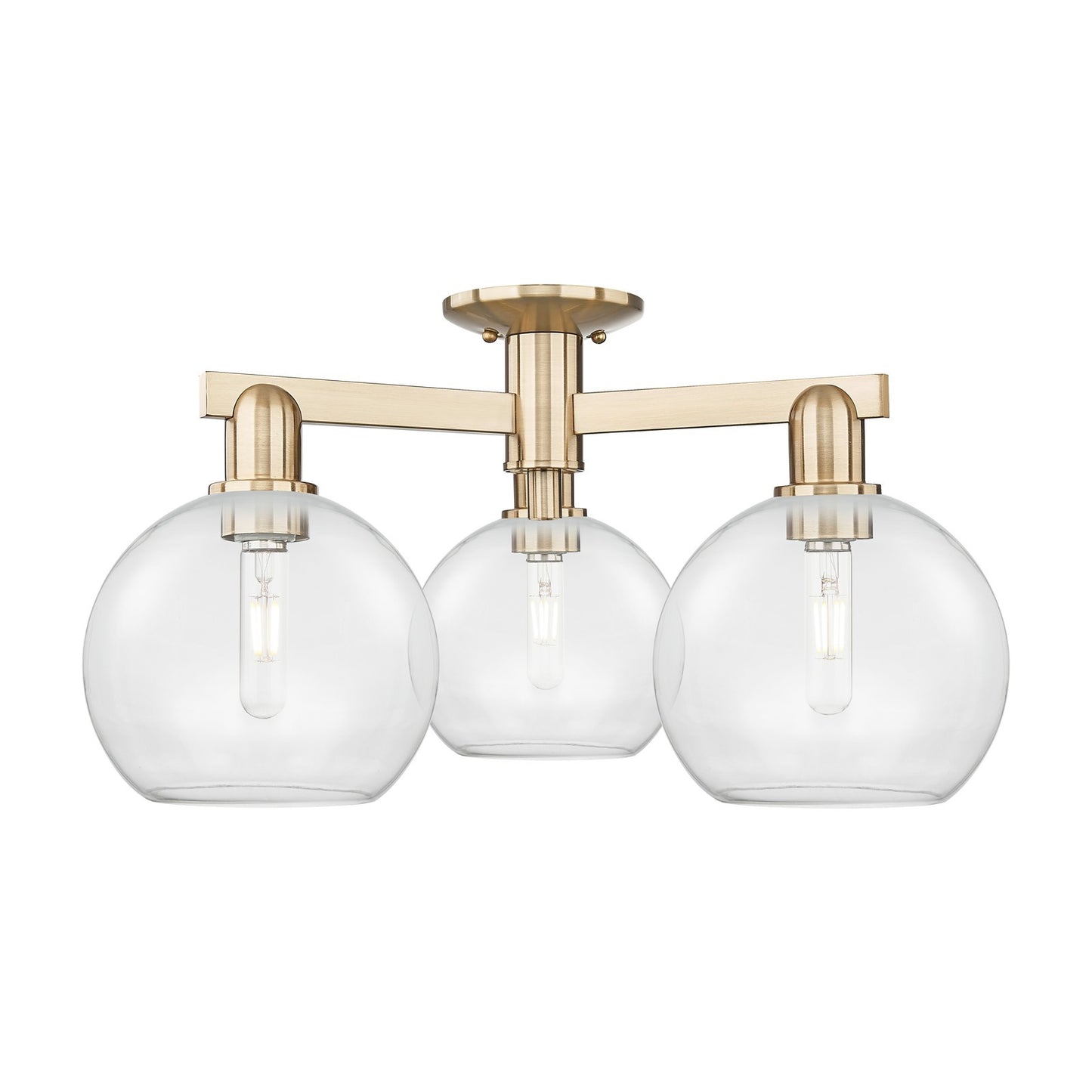 Innovations Athens 26in 3-Light Semi-Flush Mount | Industrial Champagne Bronze Steel and Clear Glass | Entryway & Hallway | 25.5 | Model 716-3F-CB-G122-8