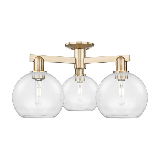 Innovations Athens 26in 3-Light Semi-Flush Mount | Industrial Champagne Bronze Steel and Clear Glass | Entryway & Hallway | 25.5 | Model 716-3F-CB-G122-8