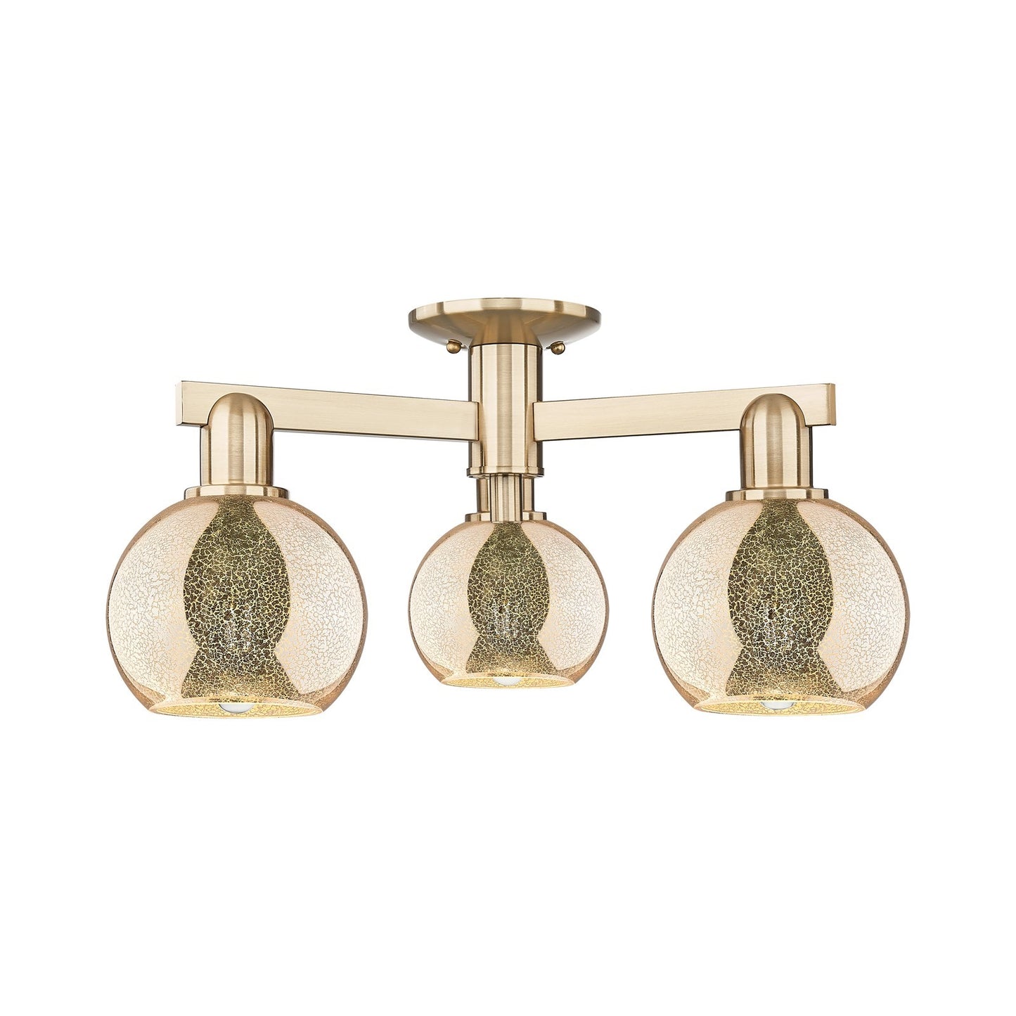 Innovations Athens 23in 3-Light Semi-Flush Mount | Industrial Champagne Bronze Steel and Mercury Glass | Entryway & Hallway | Model 716-3F-CB-G128-6