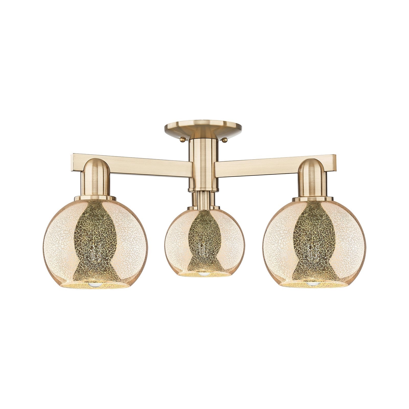 Innovations Athens 23in 3-Light Semi-Flush Mount | Industrial Champagne Bronze Steel and Mercury Glass | Entryway & Hallway | Model 716-3F-CB-G128-6
