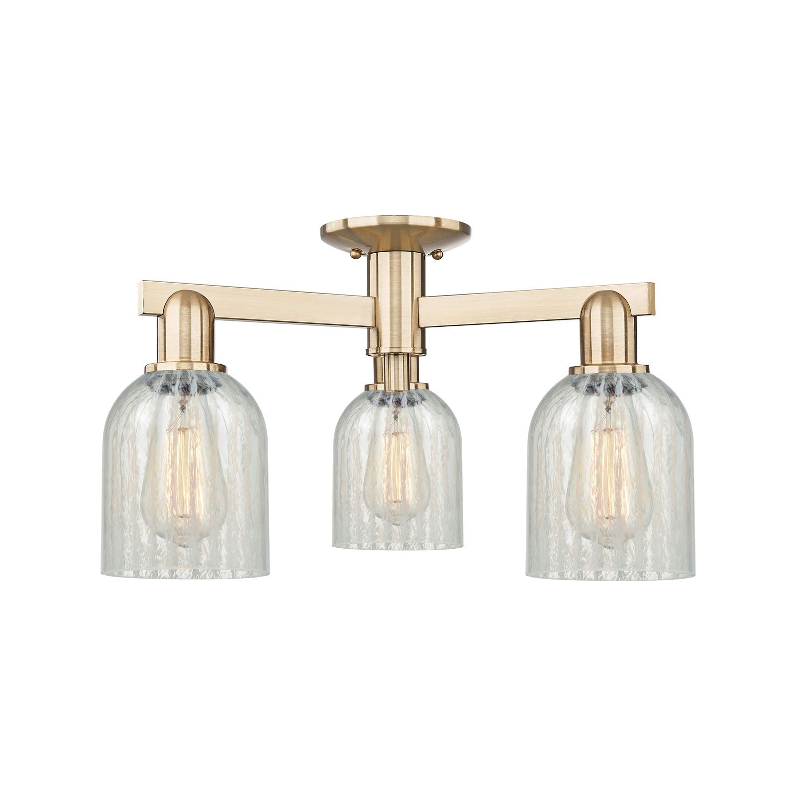 Innovations Caledonia 23in 3-Light Semi-Flush Mount | Industrial Champagne Bronze Steel and Mouchette Glass | Kitchen & Hallway | Model 716-3F-CB-G2511