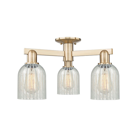 Innovations Caledonia 23in 3-Light Semi-Flush Mount | Industrial Champagne Bronze Steel and Mouchette Glass | Kitchen & Hallway | Model 716-3F-CB-G2511