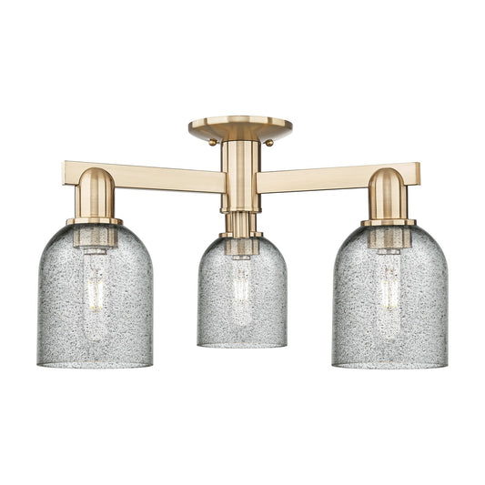 Innovations Caledonia 23in 3-Light Semi-Flush Mount | Industrial Champagne Bronze Steel and Charcoal Glass | Kitchen & Entryway | Model 716-3F-CB-G257