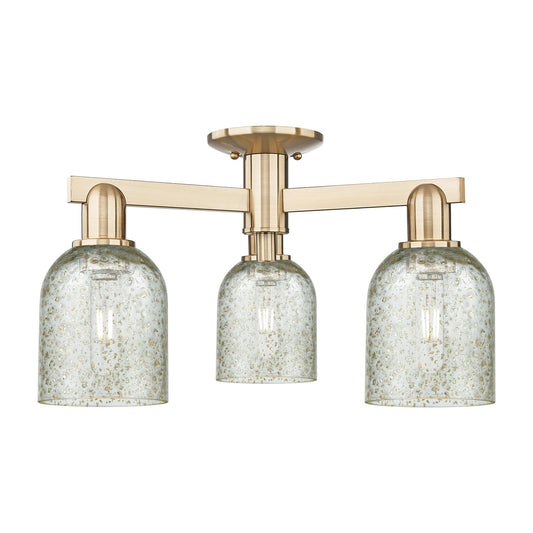Innovations Caledonia 22.5in 3-Light Semi-Flush Mount | Industrial Champagne Bronze Steel and Mica Glass | Entryway & Hallway | Model 716-3F-CB-G259