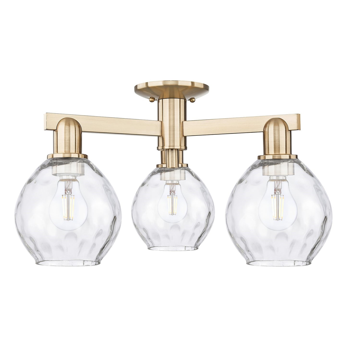 Innovations Waverly 24in 3-Light Semi-Flush Mount | Industrial Champagne Bronze Steel and Clear Glass | Kitchen & Hallway | 23.5 x | Model 716-3F-CB-G362
