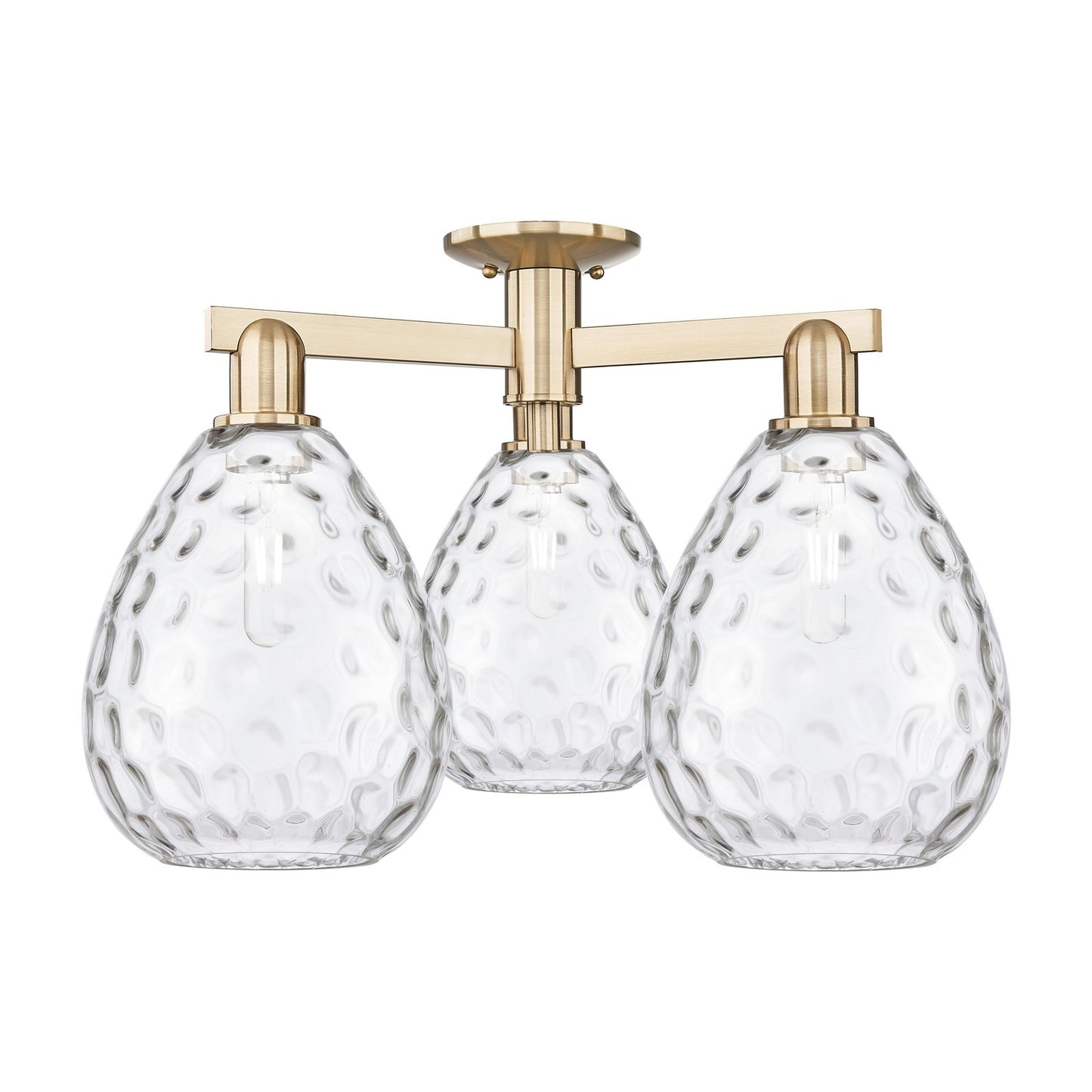 Innovations Waverly 26in 3-Light Semi-Flush Mount | Industrial Champagne Bronze Steel and Clear Glass | Living Room & Dining Room | Model 716-3F-CB-G372